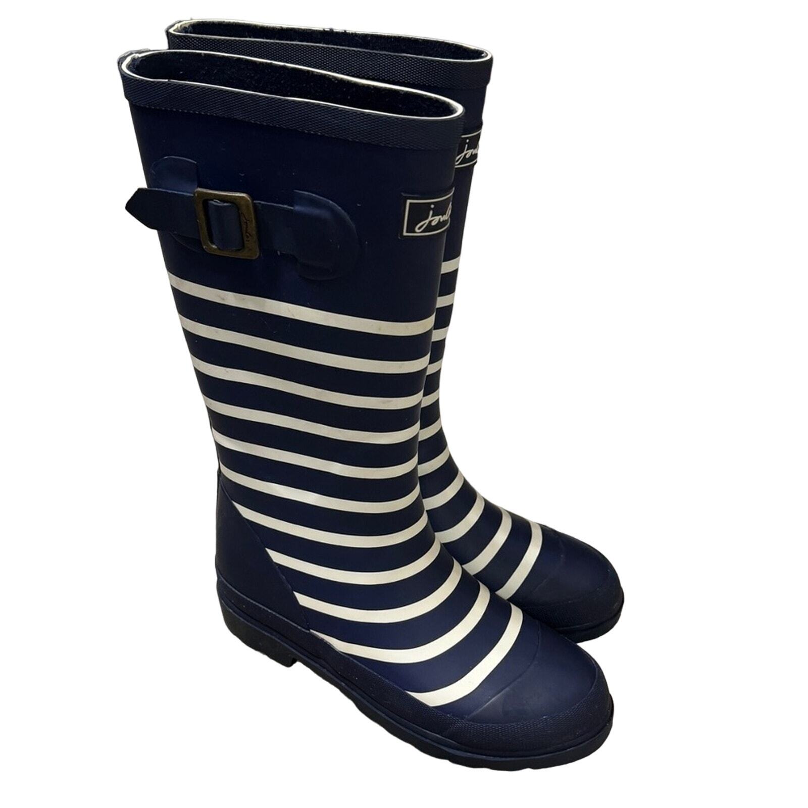 Joules Youth Welly Rain Winter Boots Navy Stripe Size 4 eBay