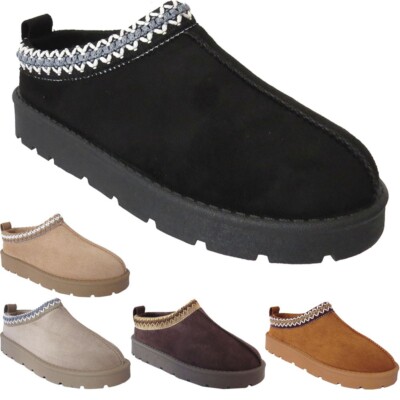 Flache Damen-Slipper kuschelig Winter Fleece gefüttert Damen Azteken Slipper Hausschuhe Schuh