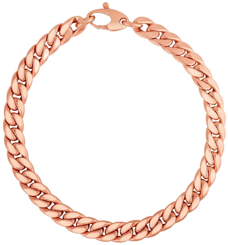 Brazalete Oro Rosa 14K 6 mm Lite Miami Cuban Curb 7.25" 4.5 gramos