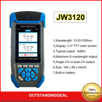 JW3120 Fiber Optic Light Source Adjustable Power 3.5'' Color Screen 1310NM 1550NM