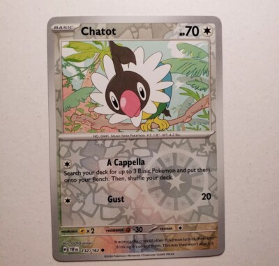 Basic Chatot Pokemon Card Basic Chatot Normal 2024 Temporal Forces 132/162 Common ...