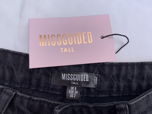 New Tags Ladies Missguided Tall Black Button Fly Denim Shorts UK 6 - Picture 6 of 10