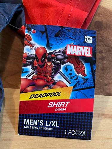 Marvel Deadpool Sublimated Men's Comfort Black Red L/XL Graphic Comics T-shirt - Picture 4 of 6