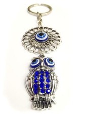 Turkish Evil Eye Owl Keychain with Lucky Eye Blue Crystal