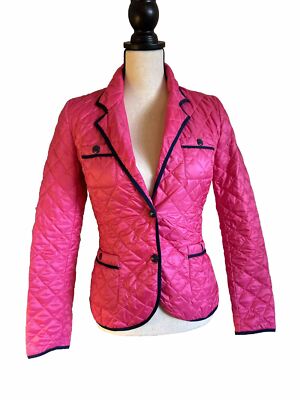 Colmar Jacket Women Size 42EU Hot Pink Dark Blue Trim Snap Closure & Pockets