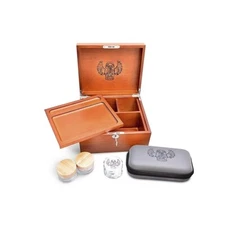Premium Large Stash Box - Stash Box with Rolling Tray, Glass Jars, and Grinder