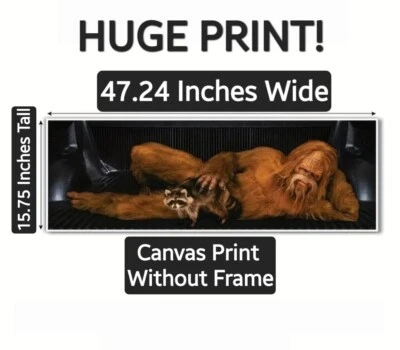 DEALS BY SHANE Bigfoot with Raccoon - Unframed Canvas Print - 48" x 16" - HARRY - Saskwatch