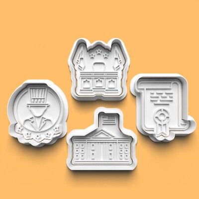 Ausstecher Fondant Stempel USA Präsident Party Geburtstag Backen 4er Set