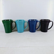 set 4 LATTE bistro MUG CUP jade turquoise twilight mulberry FIESTA 18 OZ new
