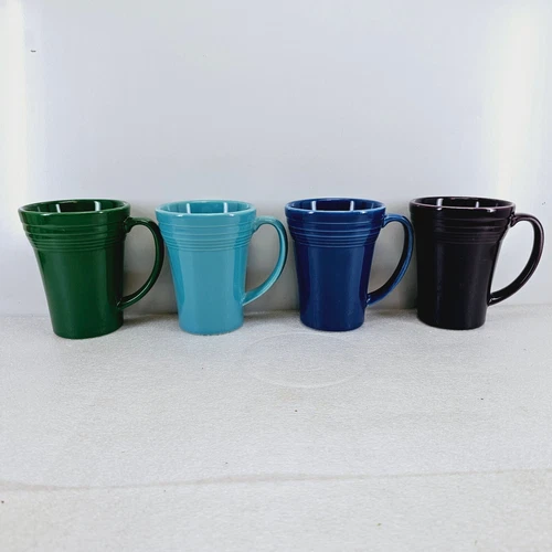 set 4 LATTE bistro MUG CUP jade turquoise twilight mulberry FIESTA 18 OZ new