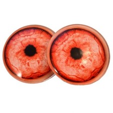 Pair Red Albino Werewolf Glass Eyes Jewelry Dolls Taxidermy Flatback Cabochons