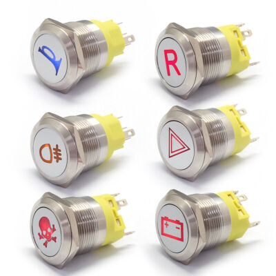 22 mm Druckknopf Horn Momentärer Metallschalter Auto Boot LED Wasserdicht 12 24V