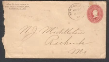 1901 postal cover Peters & Nicholson Newton Kansas to M J Middleton Richards MO