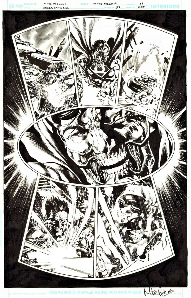 MIKE PERKINS SIGNED 2018 GREEN LANTERN VS. CYBORG SUPERMAN ART! FREE SHIPPING! Comic Art