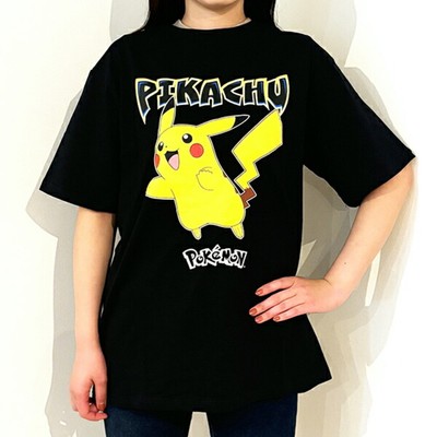 Pokemon Pikachu Black T-Shirt 3L Smiling Face Design New