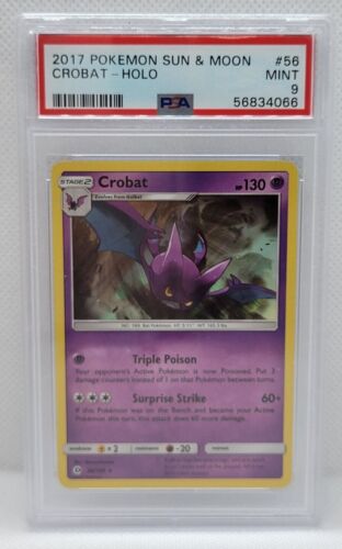 2017 Pokemon Sun & Moon Holo Rare #56 - PSA MINT 9 - CROBAT