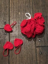 Crochet Hearts Small Handmade Set of 10