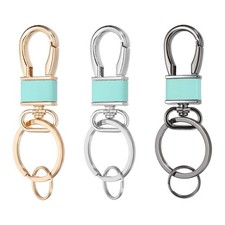 3 Pcs Metal Keychain Key Clip Hook, Black/Dark Purple/Gold Tone/Cyan