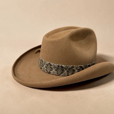 The Lone Star – Custom Engraved Western Hat Rare Custom Lonestar Hats Western Hat Genuine Rattlesnake  main image 2