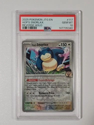 2025 POKEMON JTG EN-JOURNEY TOGETHER #117 HOP'S SNORLAX REVERSE HOLO PSA 10