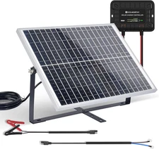 25W 12V Solar Battery Trickle Charger Maintainer, Waterproof Solar Panel + Adjus