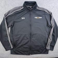 Under Armour Track Jacket Mens Large Texas Summit Black Gray Full Zip Polyester 