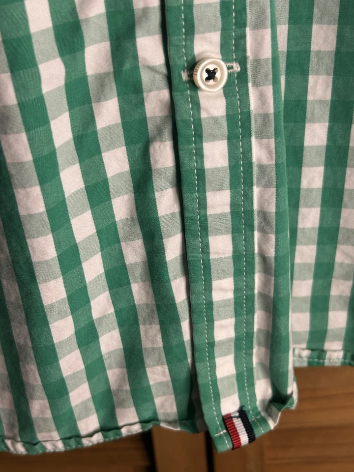 Superdry Button Down Shirt Men's Size Large L Green White Checkered Long Sleeve - Image 4 of 4