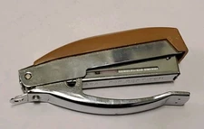 Vintage Bostitch B9P Stapler Round Grip Hand Held Tan & Silver Works Great