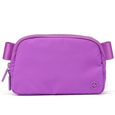 Two Way Zipper Fanny Pack Nylon Everywhere Belt Bag for Women, Water Violet