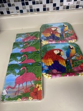Tropical Vacation Bird Beach Summer Luau Beach Party 9 Square Plates Napkins