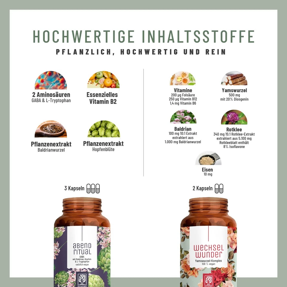 Yamswurzel GABA420 Baldrian Eisen Abendritual Wechselwunder Paket NATURTREU® - Bild 2 von 4