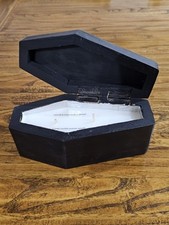 HomeSense New Wooden Coffin RIP Candle Holder Gold Paint Gothic Halloween 