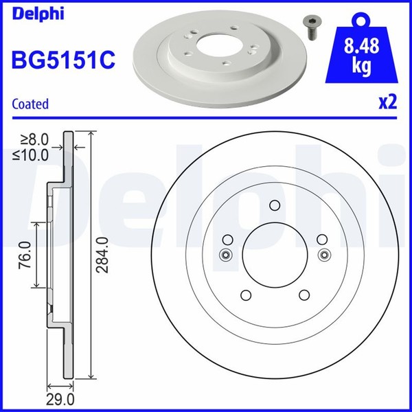 2X Bremsscheibe Delphi BG5151C FüR Hyundai Ioniq AE GDI Hybrid KIA Niro 1 DE VAN-image