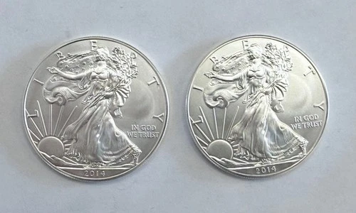 2014 American Silver Eagle 1 OZ. X 2 /.999 Fine Silver BU Uncirculated