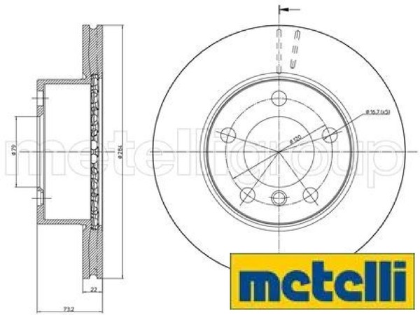 2X Bremsscheibe Metelli 23-0810C 2 Bremsscheiben Vorderachse Vorne FüR BMW-image