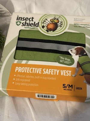 Insect Shield Dog Protective Safety Vest -Size S/M Green - New