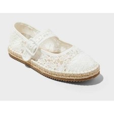 Art Class Kids White Lace Mary Jane Espadrille Flats Size 2 Coquette NEW