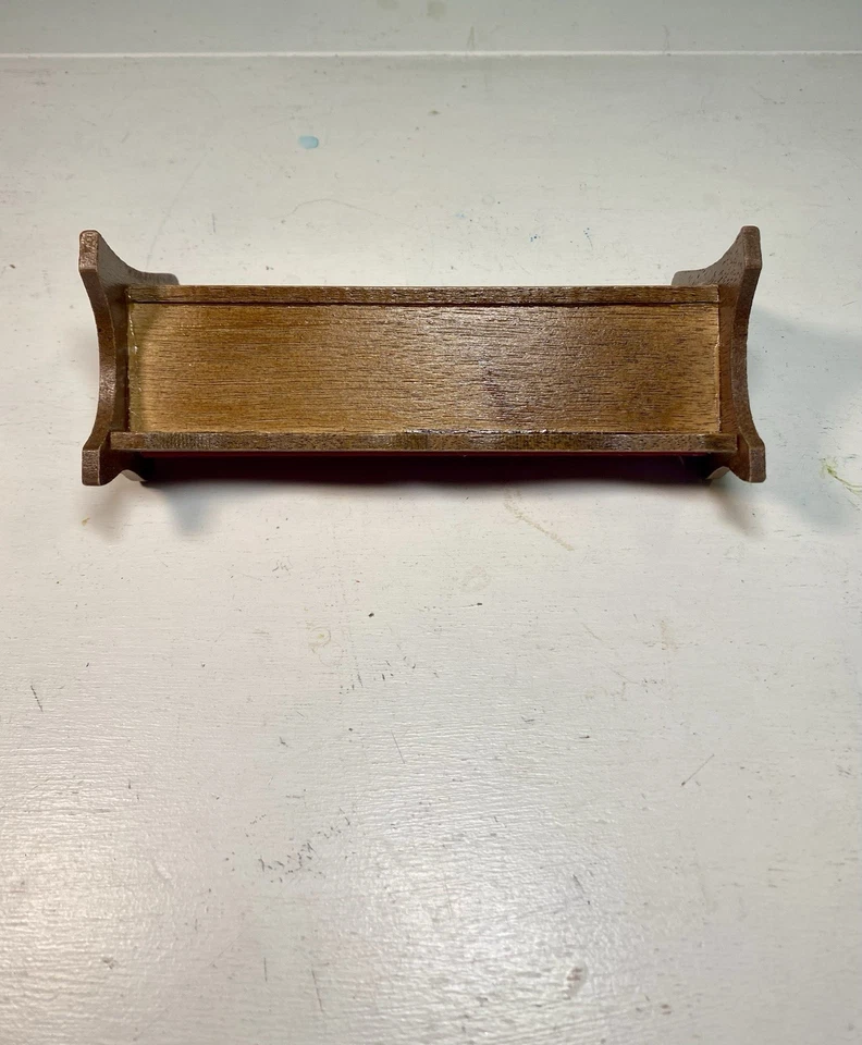 Vintage Dollhouse Wooden Sofa with Red Velvet Fabric Cushions - Image 2 of 4