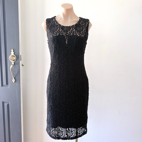 Diana Ferrari Lace Pencil Dress Size 10 Womens Black Sleeveless Formal Work