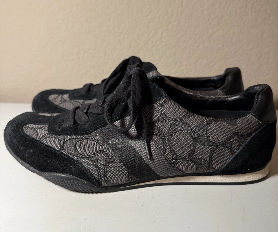 Zapatillas bajas Coach Kelson para mujer talla 6B negras grises exclusivas de lona Foto 2 de 4