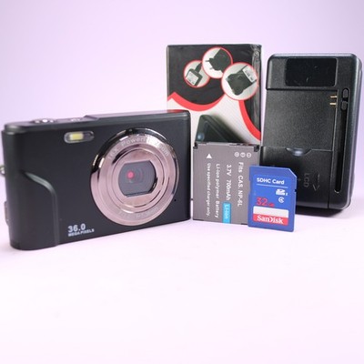 36.0MP Compact Digital Camera Black Tested Full Working Set