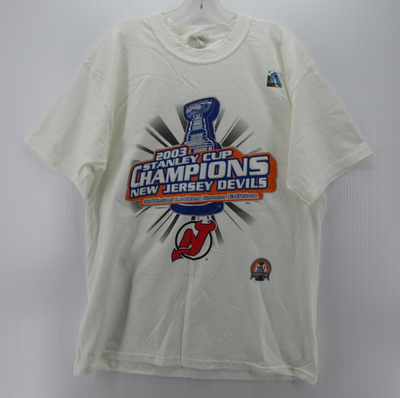 VTG New Jersey Devils Shirt Men Large White 2003 Stanley Cup
