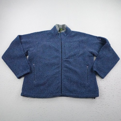 #ad Vintage Cabelas Jacket Mens Large Blue Full Zip Sweater Deep Pile Sherpa Fleece $35.97