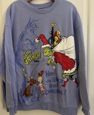 Dr. Seuss The Grinch Merry Christmas Graphic Sweatshirt UNISEX XL Lilac