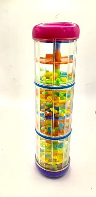 Rainstick: Plastic Beads Made in Israel;8" Rainfall Tube ;Baby/Toddler Rattler