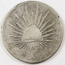 Mexico 1837 Zs OM "CAP AND RAYS" 8 Reales Silver Coin Fine Early Date
