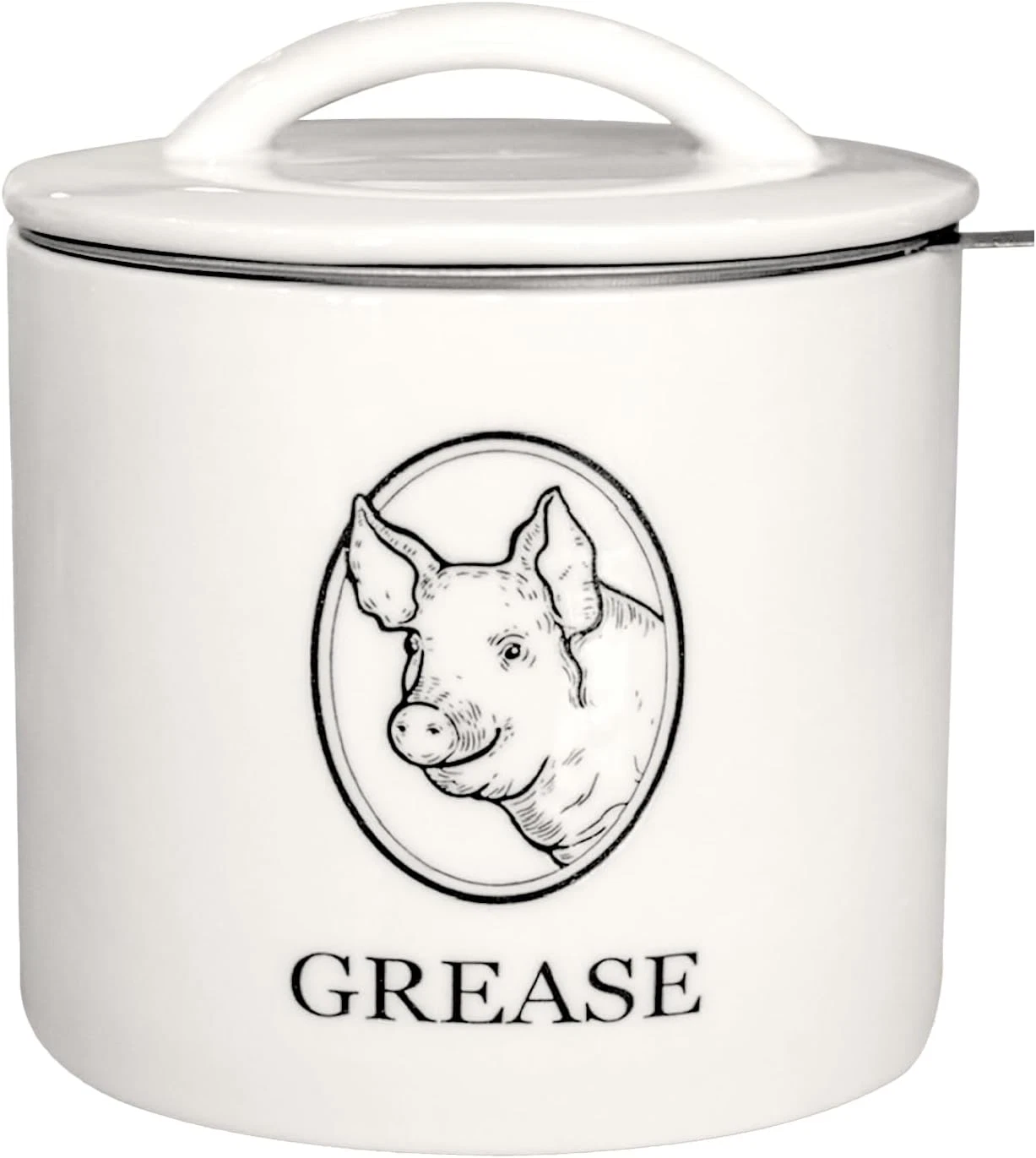 Bacon Grease Saver Strainer Food-Grade Ceramic Hot Grease Container Lid Heat Fat