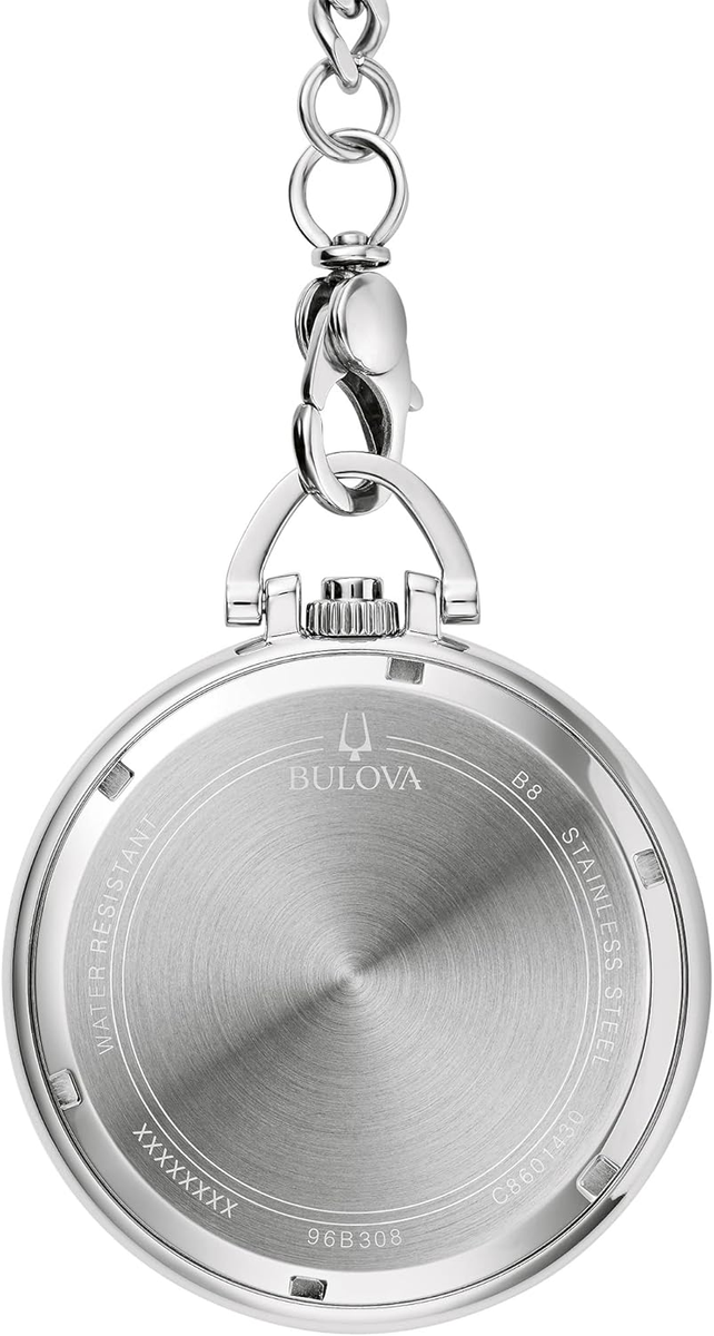 Bulova 96B308 46mm Silver Stainless Steel Men's Pocket Watch for