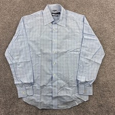 NWOT Nautica Dress Shirt Mens Large Light Blue Plaid Slim Fit Wrinkle Resistant
