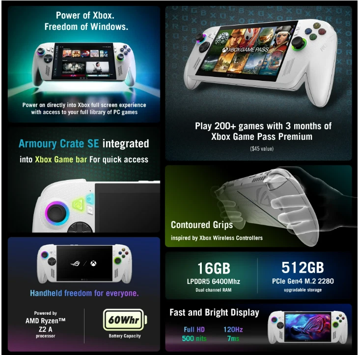 ASUS ROG Xbox Ally – 7” 1080p 120Hz Pantalla Táctil Gaming Portátil, 3 Meses Xbox Foto 4 de 4